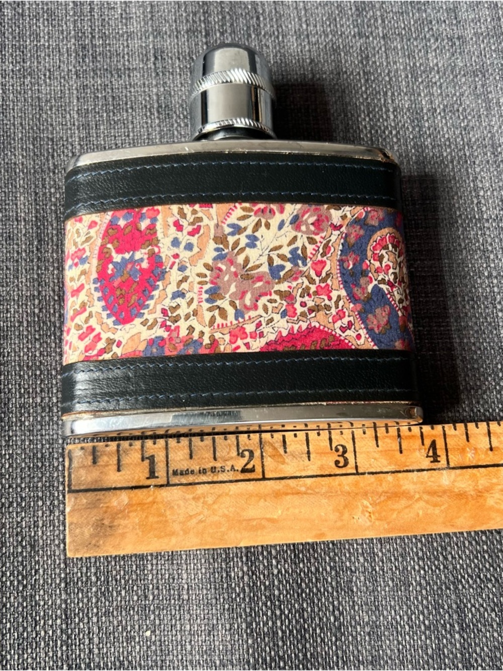 Liberty of London stainless Leather Hip Flask 4 ounce made in England vintage - Picture 8 of 12